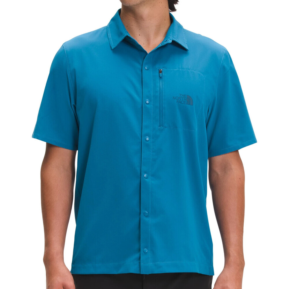 The North Face First Trail UPF Shirt Men's Small Banff Blue Short Sleeve RED604